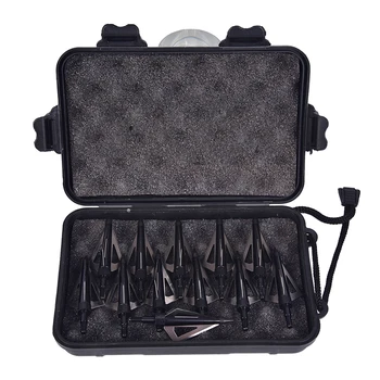 

12PCS Hunting Broadheads with Arrow Box 3 Blades Arrowheads Black Tip Steel For Bow And Crossbow Arrow Head Shooting Accessories