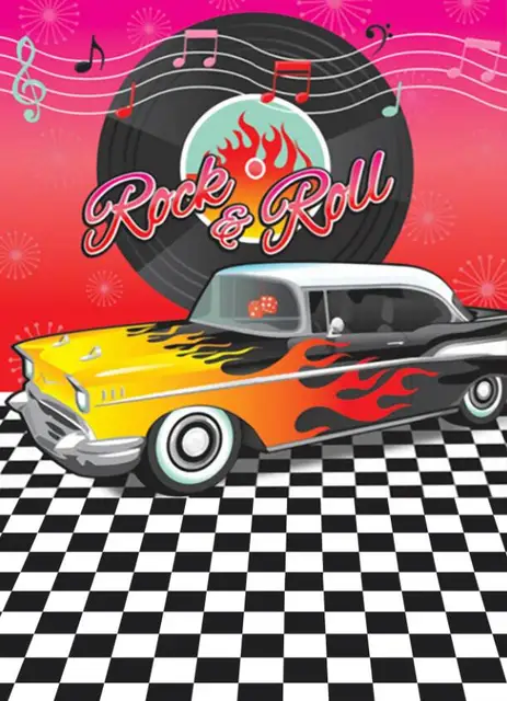 MEHOFOTO Photography Backdrops Rock Roll Retro 1950s Party car Photo