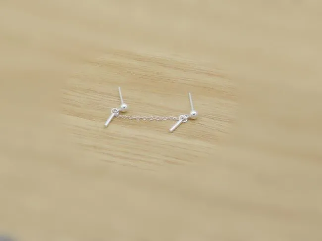 Новые маленькие серьги с двумя отверстиями для ушей, 925 серебро, два отверстия для ушей, геометрические серьги-гвоздики