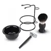 Hommes barbe ensemble de rasage professionnel 3 en 1 sûr rasoir brosse bol support de support rasoir moustache outils de rasage pour hommes ► Photo 2/6