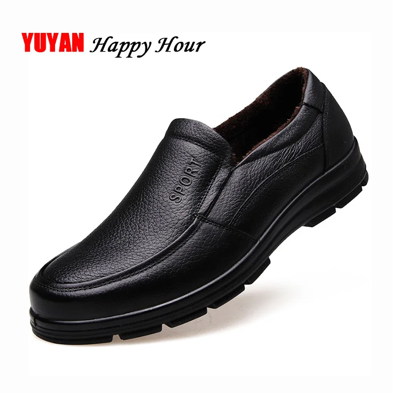 Comprar Zapatos de cuero genuino zapatos de invierno para hombre calzado de marca zapatos calientes de felpa para Hombre Zapatos casuales mocasines de piel de vaca de alta calidad KA444