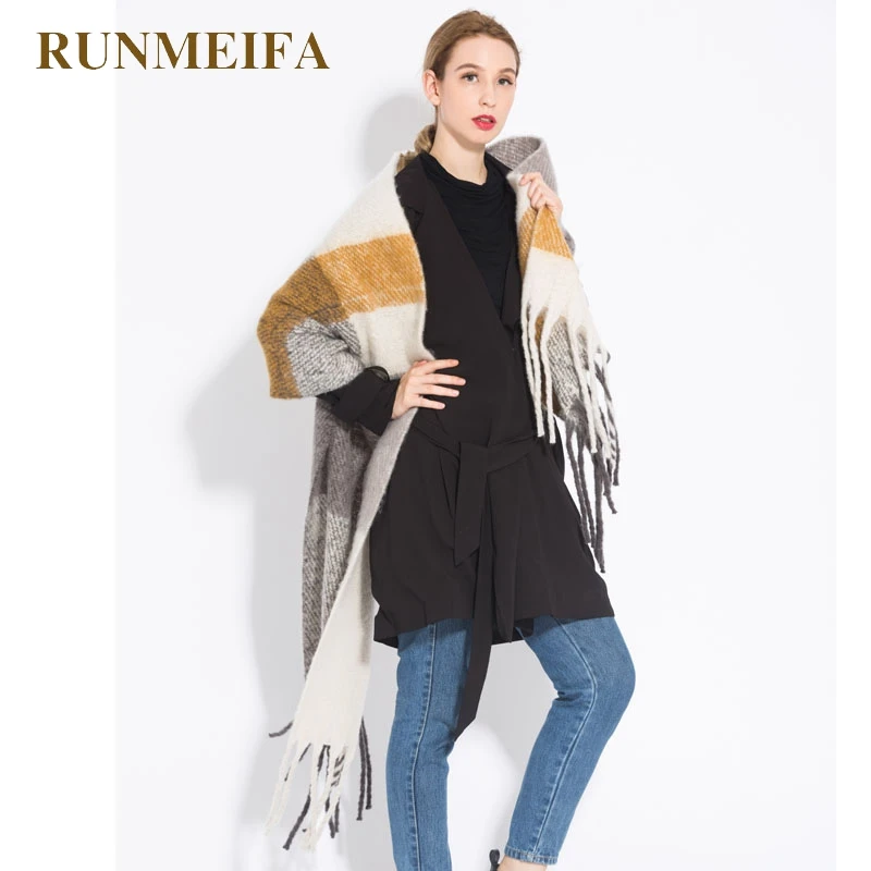RUNMEIFA зимний шарф для женщин шаль теплые шарфы пашмины платки женский роскошный