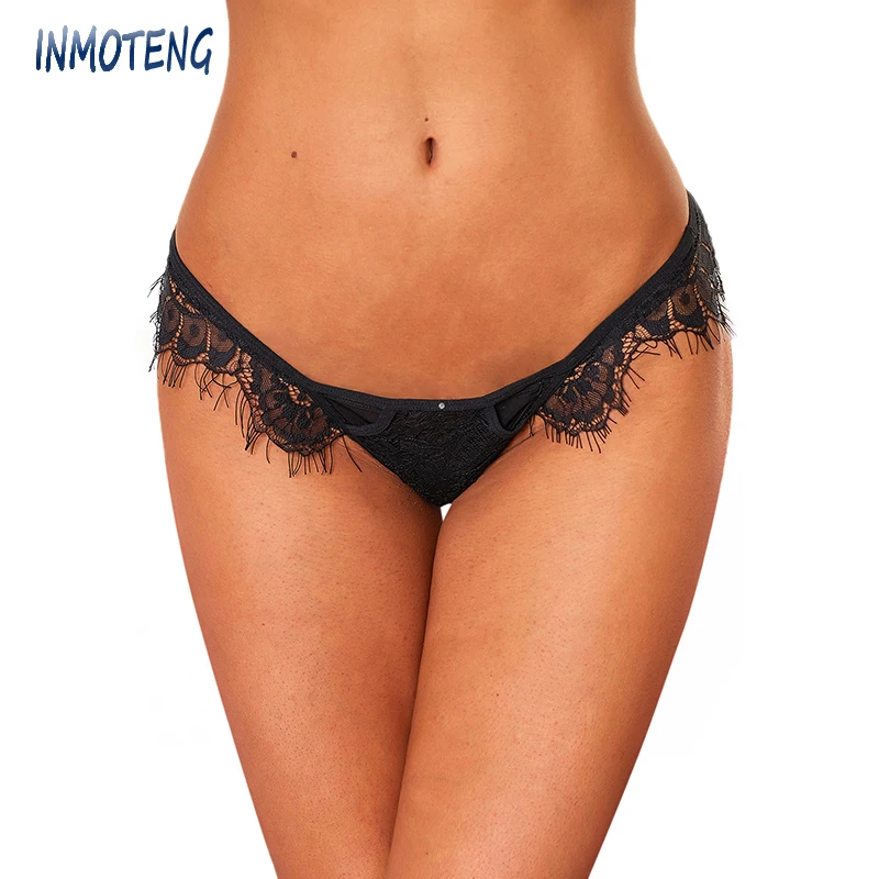 Для женщин нижнее белье красный ресниц отделкой Lace Mesh Thong Один размер сексуальное нижнее белье с низкой талией кружевные трусики-танга G