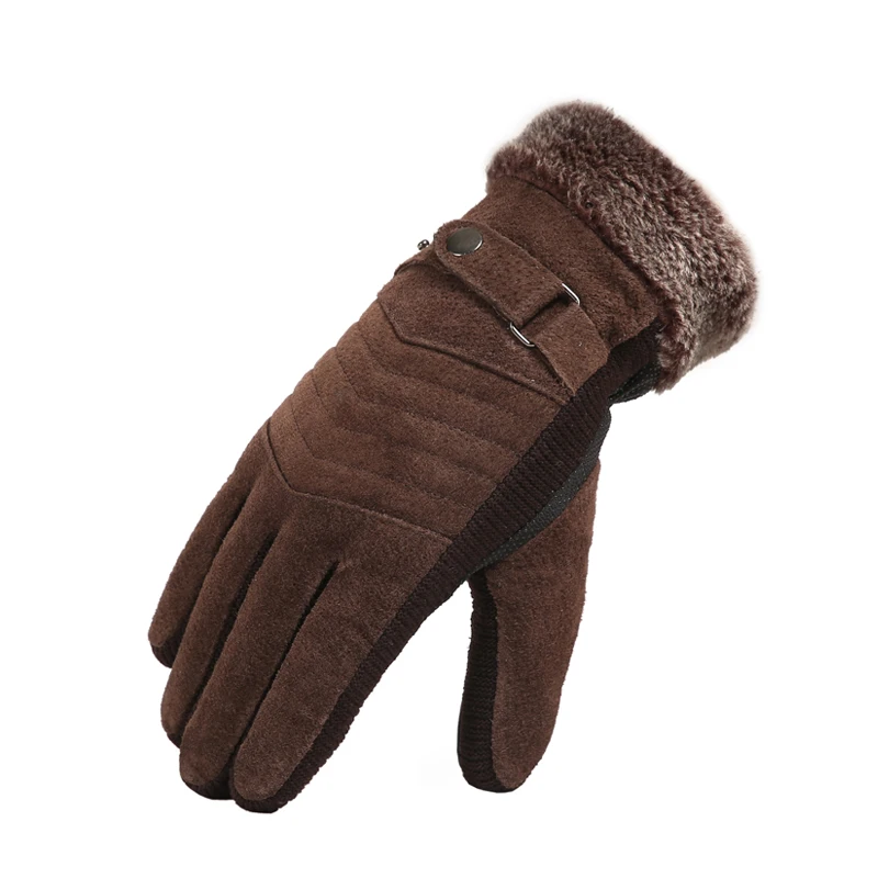 Зимние перчатки с рисунком оленя, ветрозащитные теплые кожаные длинные перчатки для мужчин, длинные перчатки для вождения, перчатки для сенсорного экрана