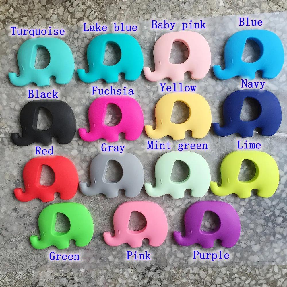 

Silicone Teething Necklace Pendant Elephant Large Elephant Silicone Teething Chew Pendant or Teether Necklace pendant