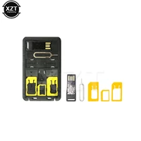 Black 5 in 1 Universal Mini SIM Card Adapter Storage Case Kits For Nano Micro SIM Card Memory Card Holder Reader Cover Connector 4