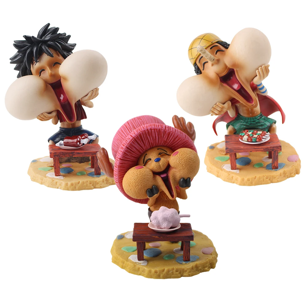 

12cm One Piece Happy Tony Tony Chopper Luffy Usopp Q Version Figurine Doll PVC Action Figure Collectible Model Toys