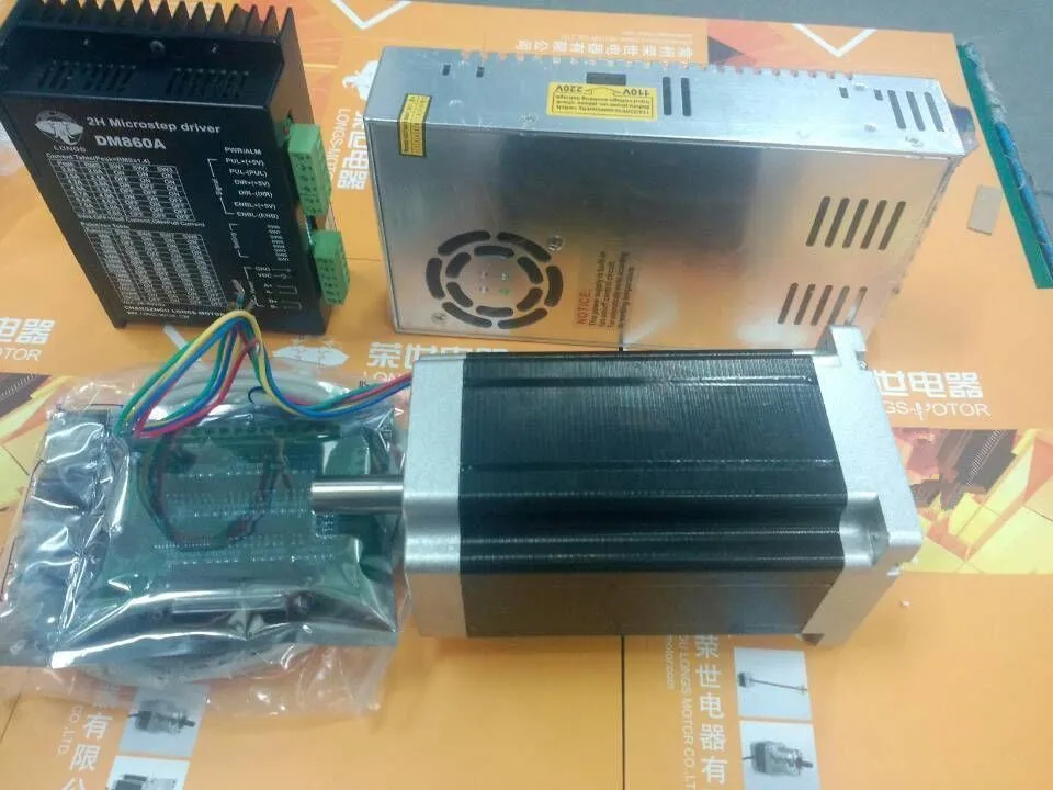 

1Axis Nema34 Stepper Motor 1232oz-in stepper motor 34HS1456 5.6A driver DM860A for Control CNC Mill longs motor