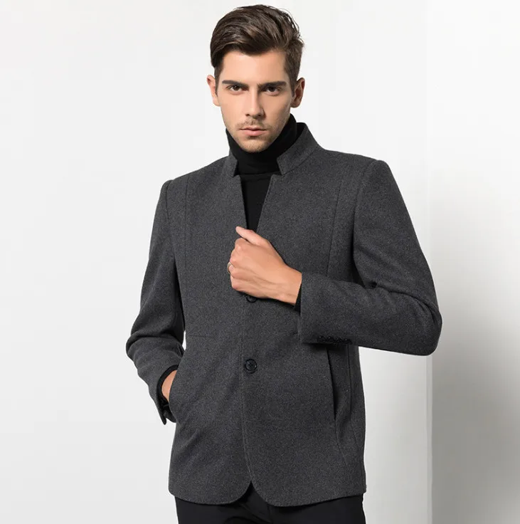 Wool Coat Men Slim Fit Jacket Mens Fashion Outerwear Male Casual ...