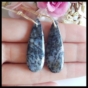 

Birthday gift,Natural Arborization Opal Gemstone Fashion woman Earrings,Semiprecious jewelry earring,38x13x5mm,7.9g
