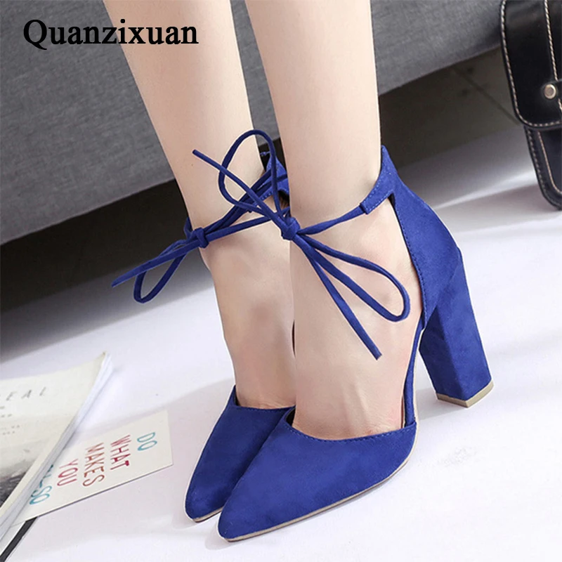 

Women Sandals High Heels Female Block Heels Lace Up Women Shoes Square Heel Sandalias Women Pumps Fashion Summer Ladies Shoes