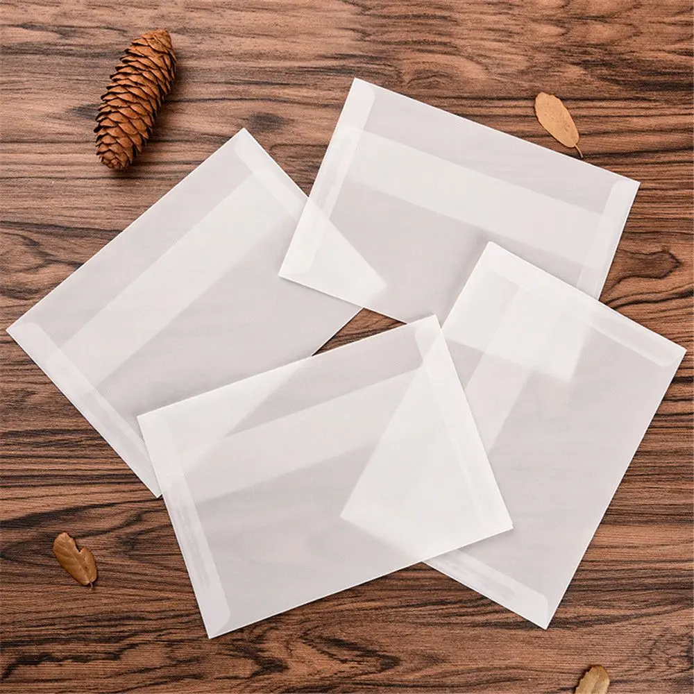 10pcs Vintage Blank Translucent Envelopes Blank Acid Paper Postcard Invitation Card Paper Bags Wages Letter Paper Cover Gift