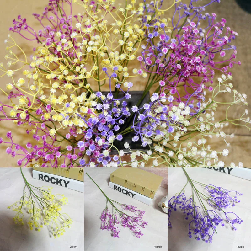 Gypsophila 5 Branch Stars Flower Simulation Fake Flowers Artificial Flowers Bride Bouquet Rustic Real 1 Pcs Baby Breath PU