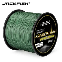 Jackfish 4 strand 500m super forte pe trançado linha de pesca 10-60lb pe linha de pesca com presente carpa pesca de água salgada