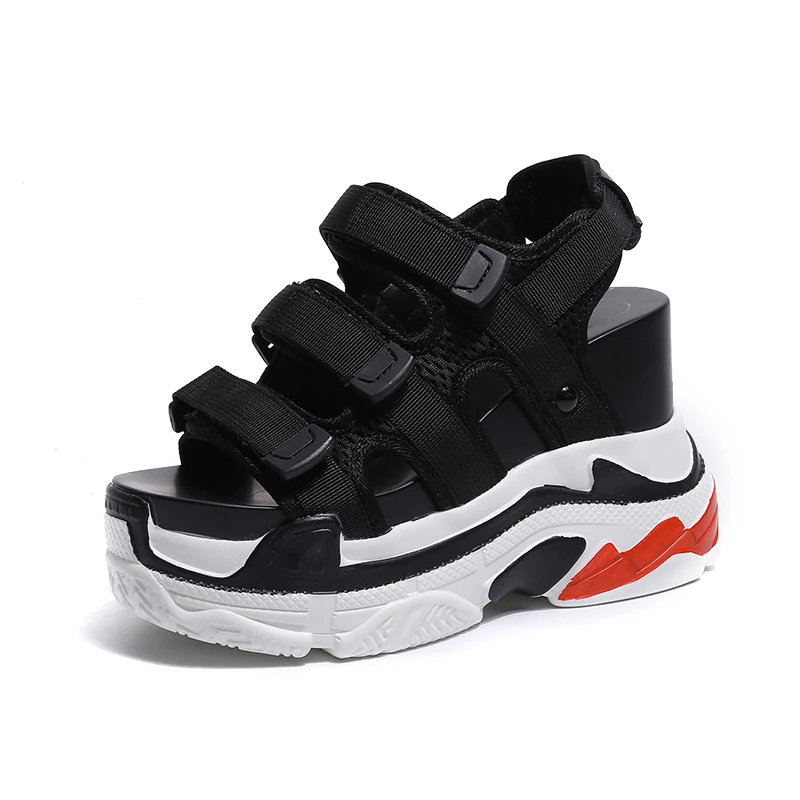 Women Sandals 2019 Summer Ladies Mesh Platform Sandals 12CM Wedges Thick Bottom Casual Women Sneakers Comfortable White Sandals