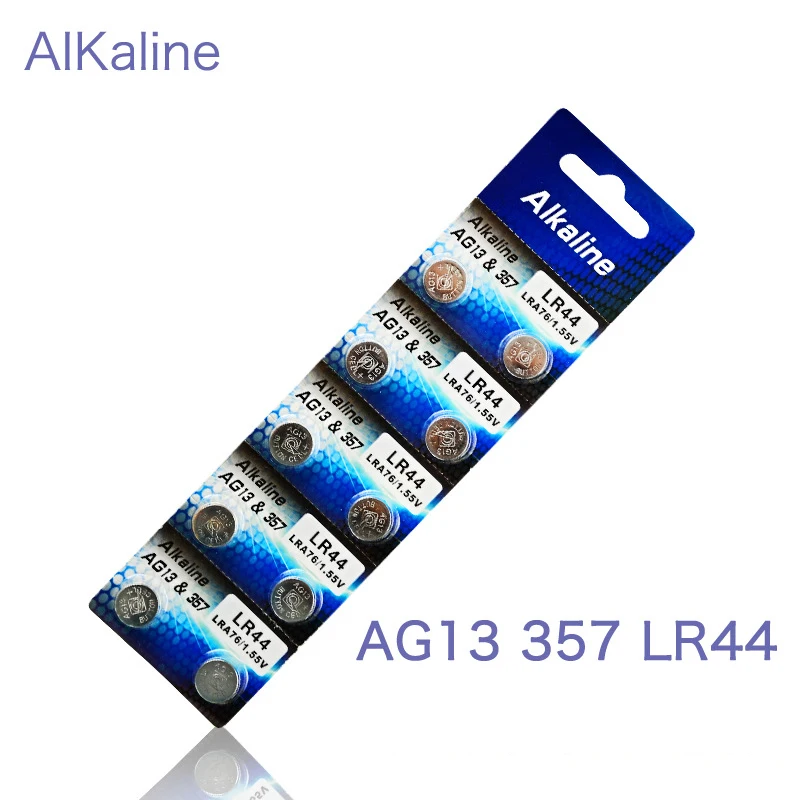

10pcs 1 cards AG13&357A/LR44 Button Cell Coin Battery LRA76 1.55V Li-ion Batteries Colorful Night Light Alarm Projection Clock