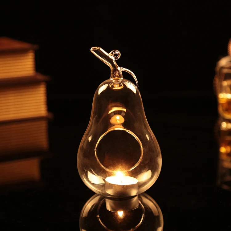 2015 Arrival ! Pear shape Glass Bauble Candle holders Hanging + Seated