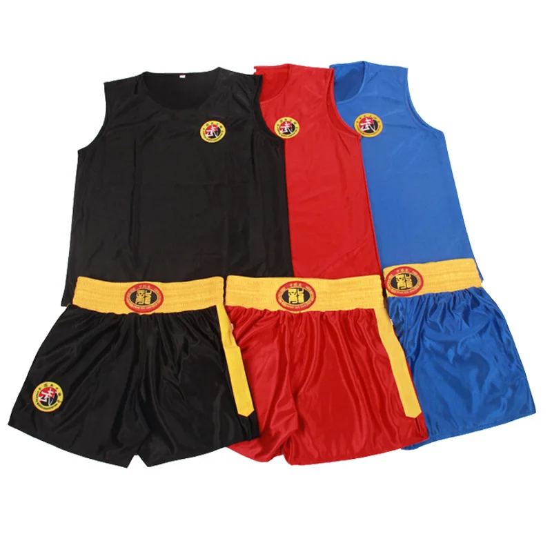 Детская Мужская форма для кикбоксинга набор санды костюмы Kongfu Wushu MMA Muay Thai Shorts +