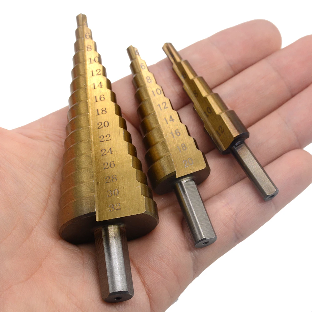 1pc 3-12mm drill HSS Steel Titanium Step Drill Bits Cone Cutting Tool Steel Woodworking Wood Metal
