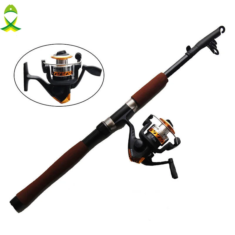 JSM 2.1 متر الفيبرجلاس تلسكوب Baitcasting الصيد قضيب و بكرة يطير الصيد الصب الغزل الصيد قضيب كومبو