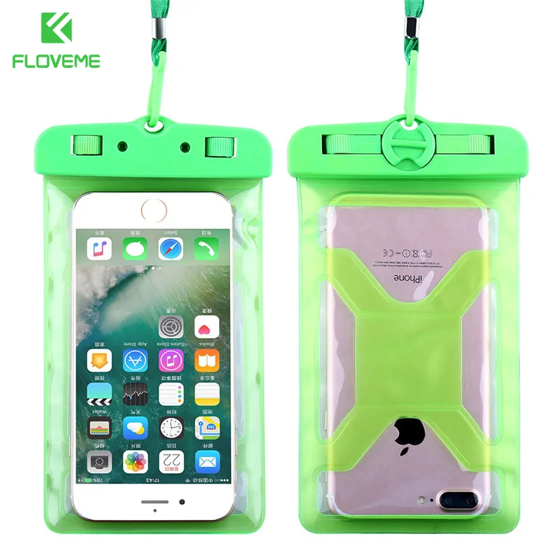 FLOVEME 6," универсальная водонепроницаемая сумка IPX8 для подводного плавания водонепроницаемый чехол для телефона для samsung S8 S9 для iPhone X 8 7 5S - Цвет: Green