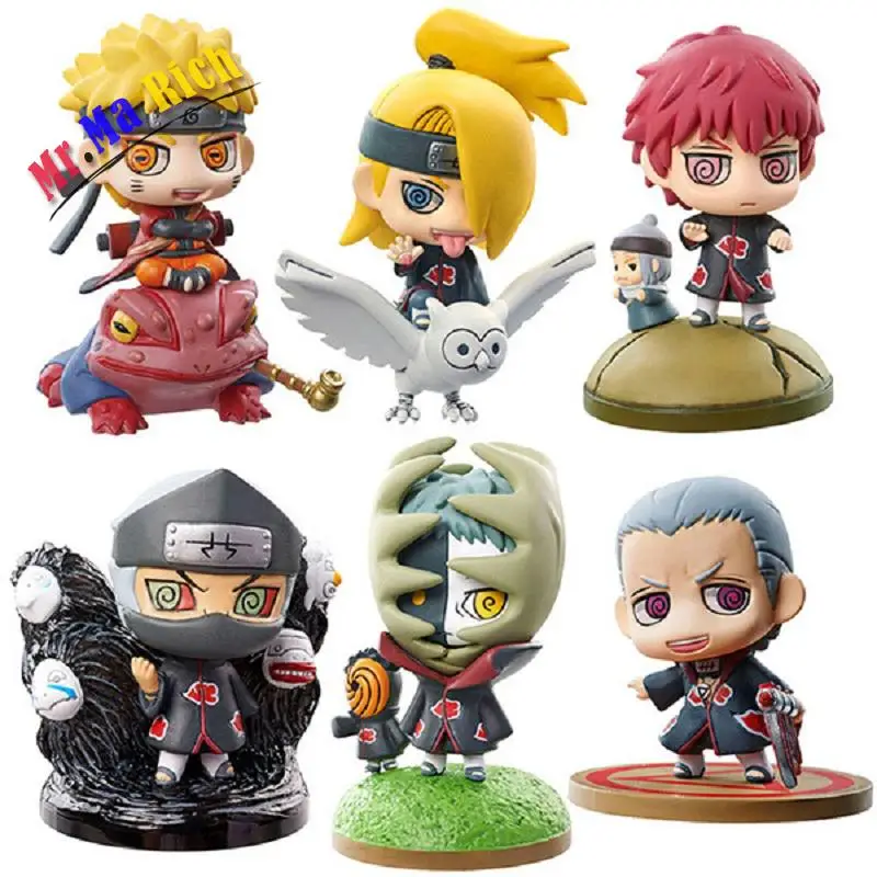 

6pcs/set Anime Naruto Zetsu Deidara Uzumaki Naruto Sasori Kakuzu 5cm Q Version Model Pvc Small Kawaii Action Figure Toys Doll