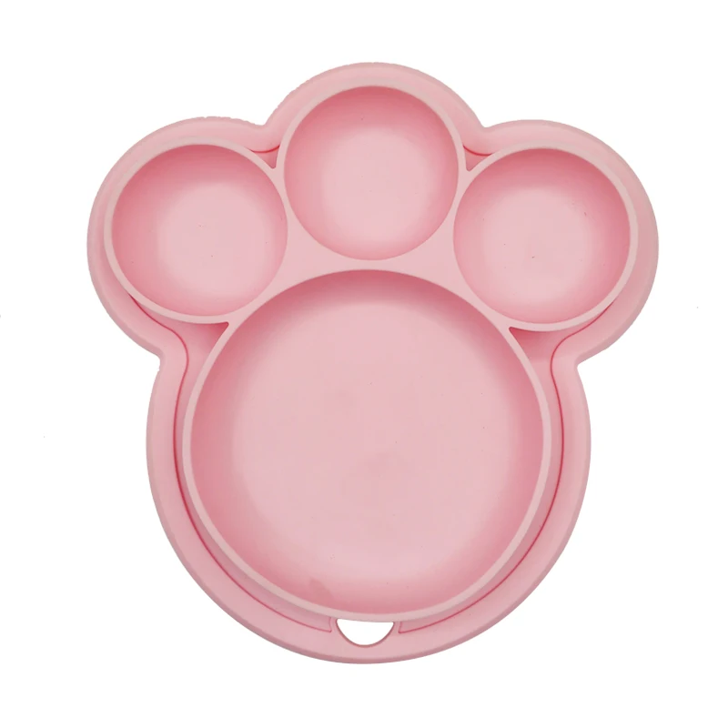 Baby Silicone Plate BPA Free Cartoon Bear Paw Shape Children Dinner Dishes Suction Baby Training Tableware Kids Feeding Bowls