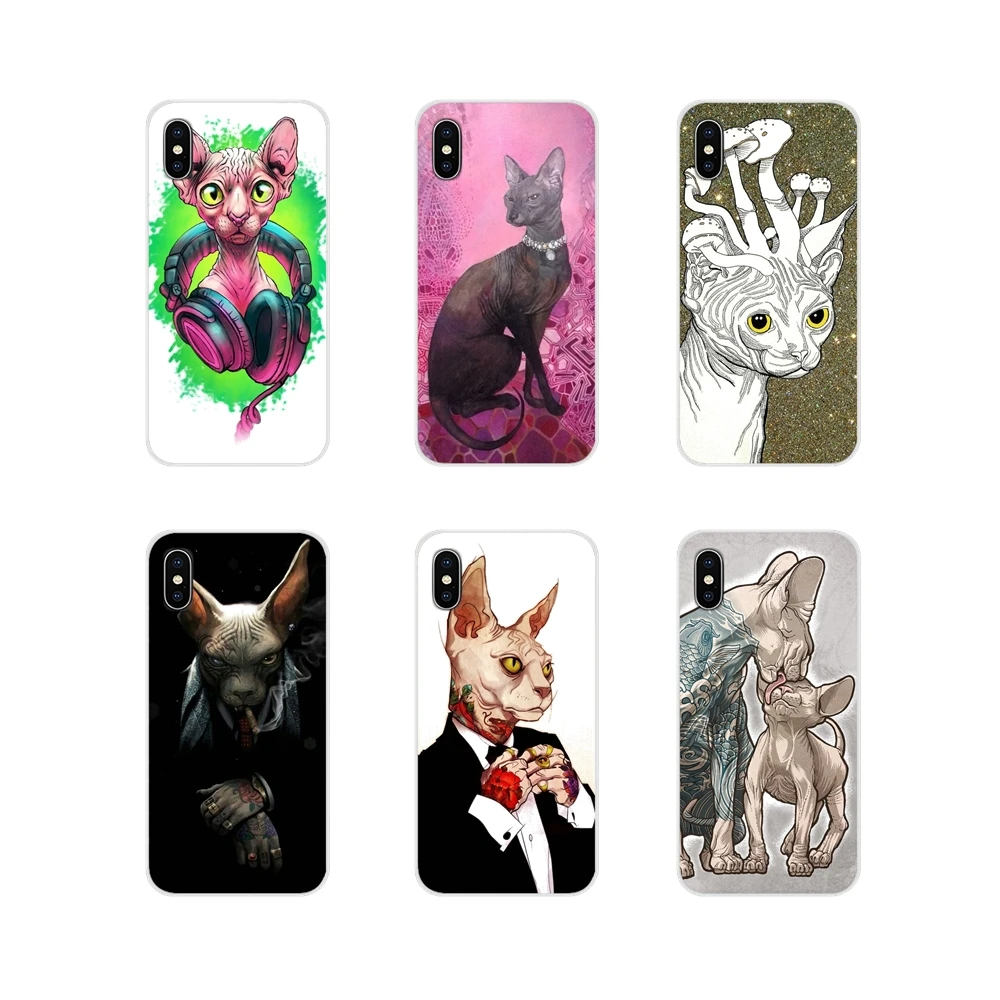 

For Apple iPhone X XR XS MAX 4 4S 5 5S 5C SE 6 6S 7 8 Plus ipod touch 5 6 Tattoo Sphinx Cat Accessories Phone Shell Covers