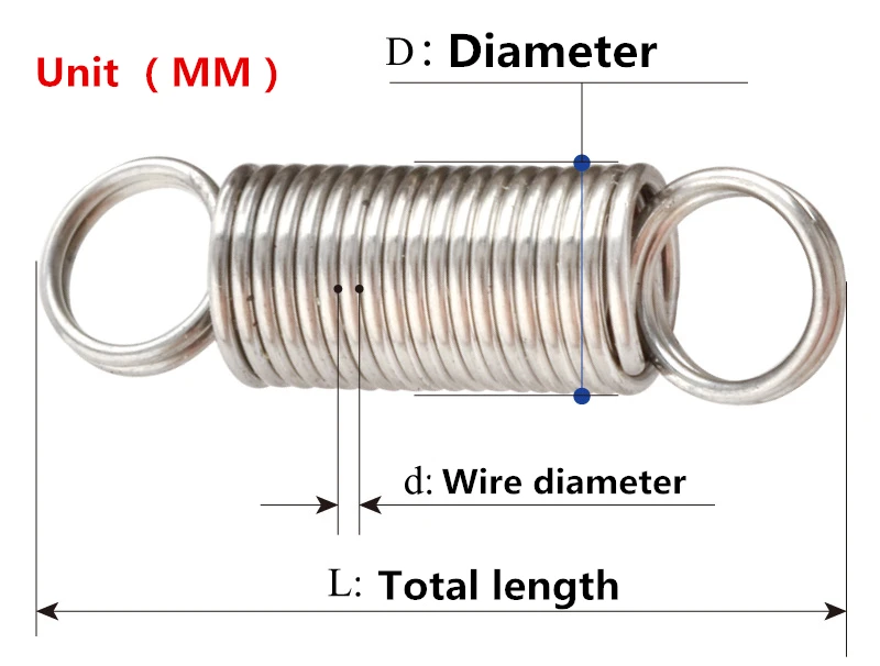 

FUMAO Custom made metal extension spring with hooks,2*20*80/90/100(mm) 1PCS