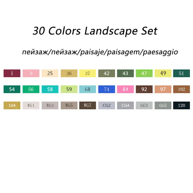 TOUCHNEW 168 цветные маркеры на спиртовой основе, материал для рисования, художественные маркеры, граффити, карандашная кисть, школьные канцелярские принадлежности - Цвет: 30 landscape set