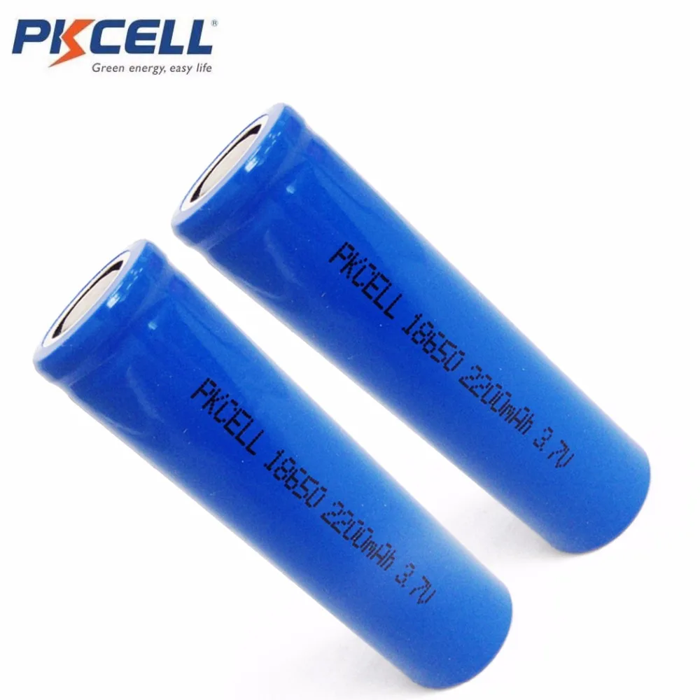 2 шт PKCELL 3,7 V 2200mah 18650 литий-ионная батарея ICR 18650 литиевые аккумуляторы для светодиодный фонарь