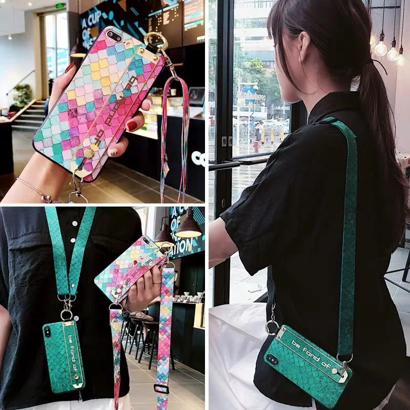 

scale strap tpu+pc case for iphone X XS MAX XR 7 8 6 6S plus case cover fashion matte wristband holder shoulder phone bag capa