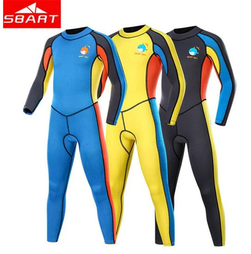 

SBART Long Sleeve Kids Wetsuits 2MM One Piece Diving Suits For Boys Girls Swimsuit UV Protection Children Surfing Wet Suit