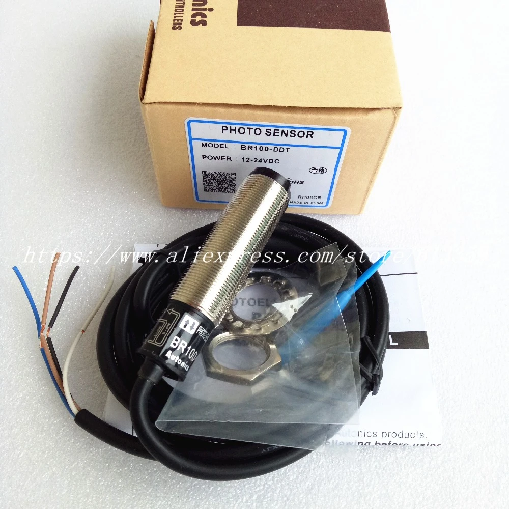Diffuse Reflective NPN Output Photo 12-24 VDC AUTONICS BR100-DDT Sensor 18mm Round Brass Light & Dark On Diffuse Reflective NPN Output Photo 12-24 VDC AUTONICS BR100-DDT Sensor 18mm Round Brass Light & Dark On