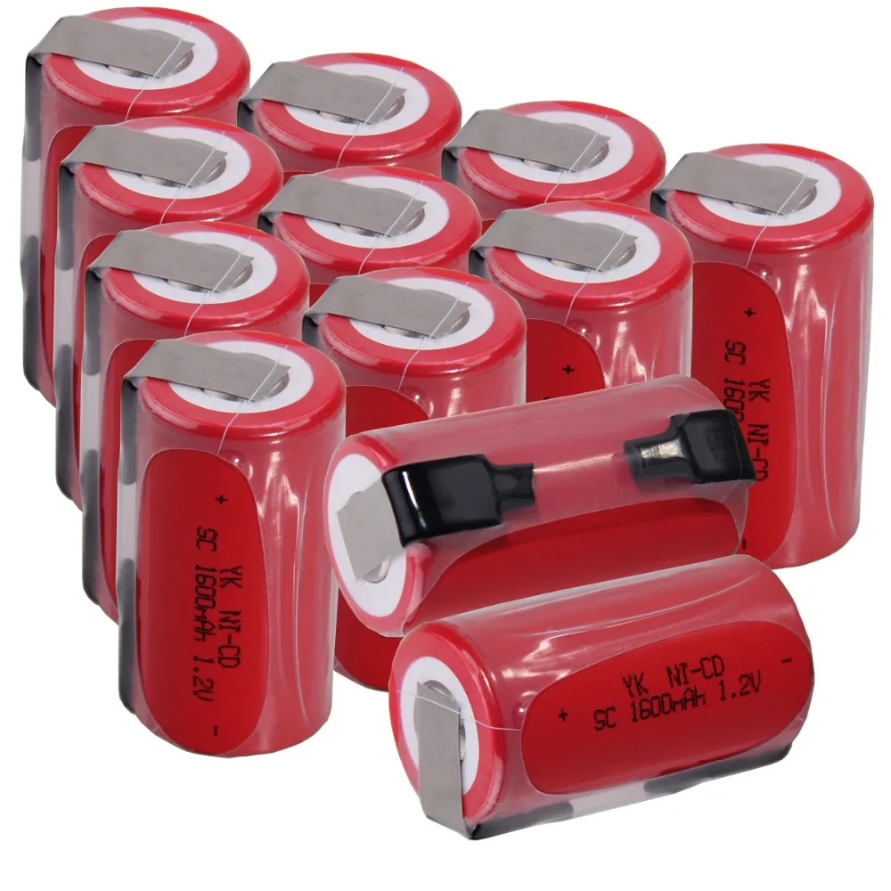 

12 pcs SC 1600mah 1.2v battery NICD rechargeable batteries for emergency light toy equipment power for electric screwdriver