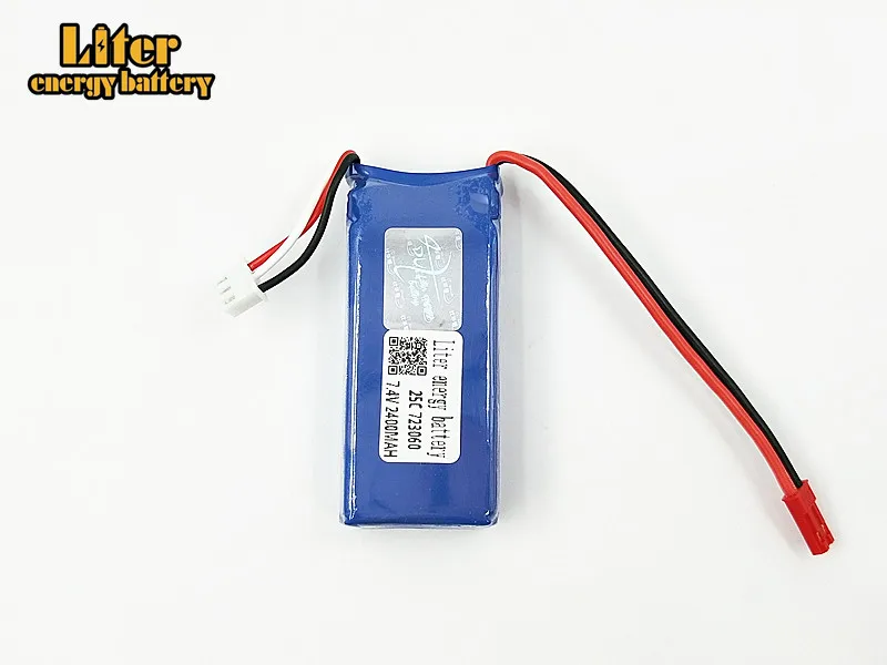 7,4 V 2400 mAh Lipo Батарея для WLtoys V262 V333 V353B V666 Q212 Радиоуправляемый квадрокоптер Toys2S Lipo Батарея 7,4 v 723060 25c JST