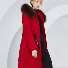 BOSIDENG X-Long зимнее пальто, женский пуховик, 90% утиный пух, утепленная верхняя одежда, натуральный мех енота, водонепроницаемый B80141046