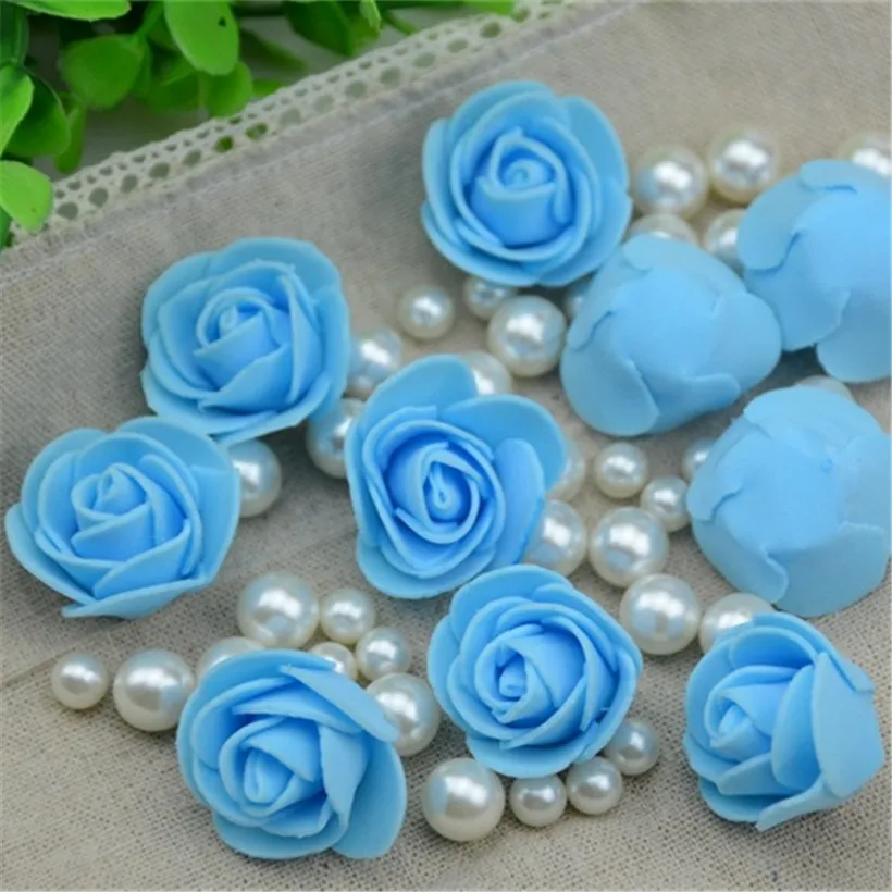 50PCS/Lot Artificial Mini PE Foam Rose Flower Head Handmade DIY Wedding Home Decoration DIY Scrapbooking Fake Flower Kiss Ball 