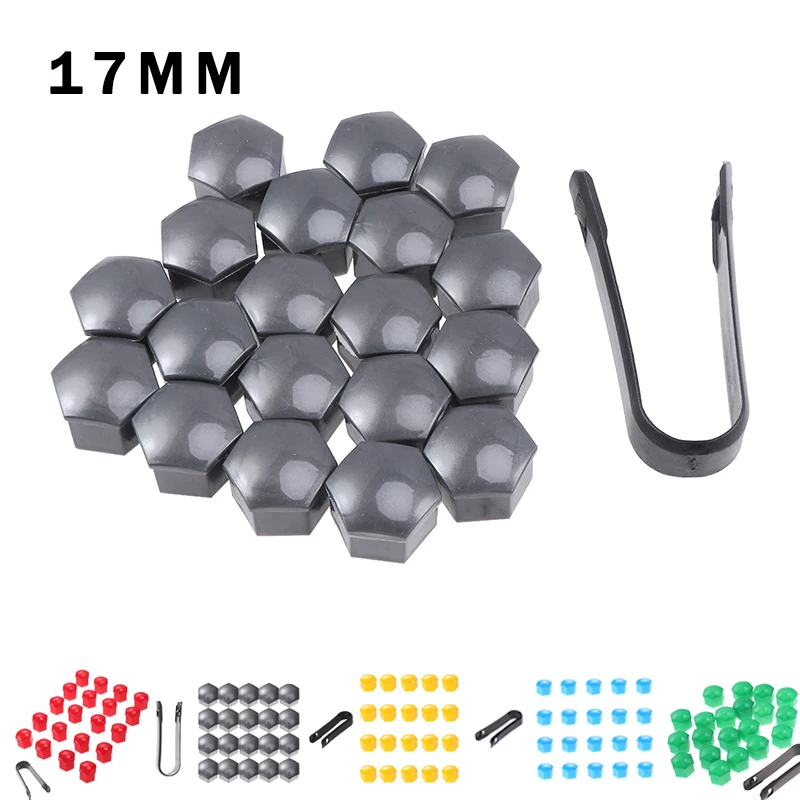 

20pcs 17mm Hexagonal Wheel Lug Nut Covers Bolts Screw Protect Caps With Clip Plastic Car Tire Nut Cover Screw Bolts Car Styling