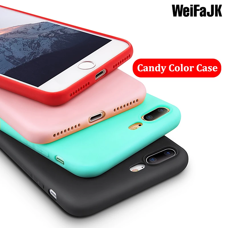

WeiFaJK Silicone Phone Case For iPhone 7 8 Plus X Colorful Matte Cases For iPhone 6 6s Plus 7 8 Thin Ultra Slim Protective Cover