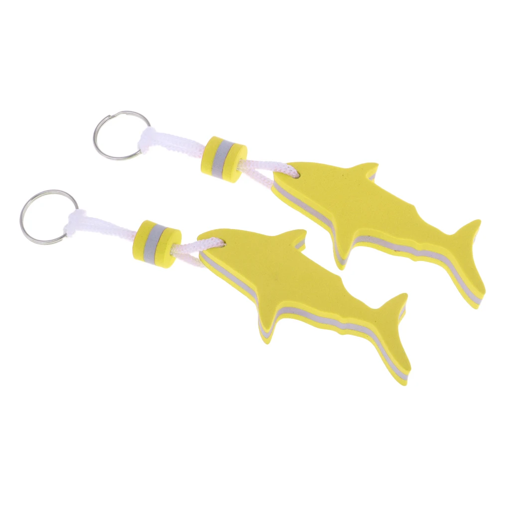 2 Pieces Shark Shaped EVA Foam Floating Keychain Yachting Sailing Swim Surf Boat Fishing Keyring Water Key Float - Choose Colors