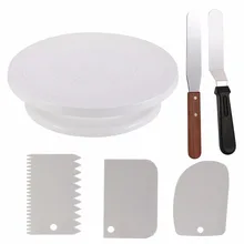 6 шт./компл. пластиковый стол для украшения торта вращающийся нож для теста пирожные с кремом подставка для кексов поворотный стол