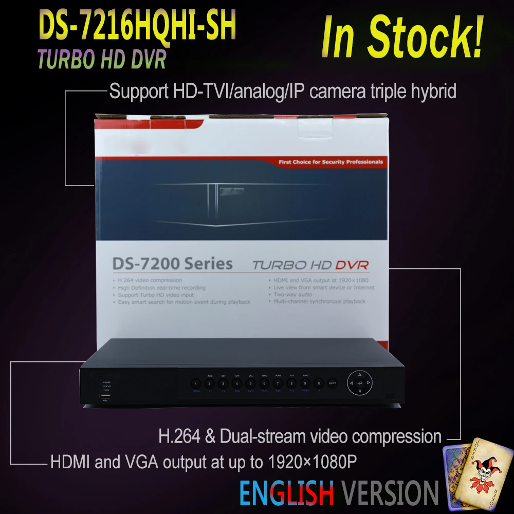 Лидер продаж 2016 года Hikvision TVI DVR английская версия ds-7216hqhi-sh 16ch Turbo HD 1080 P