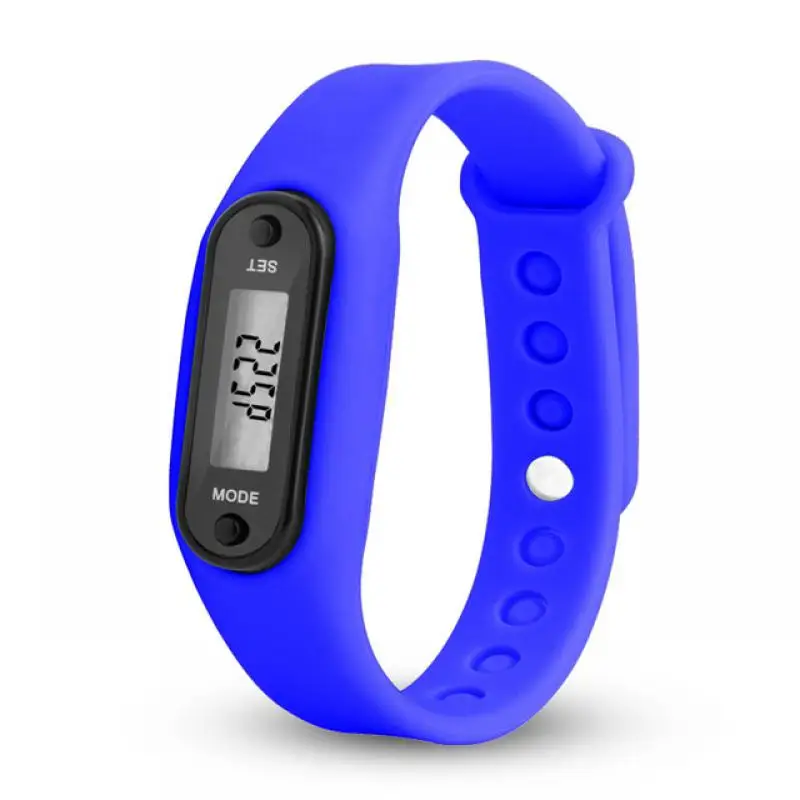 Спортивные Смарт наручные часы браслет дисплей фитнес-датчик шаг трекер цифровой ЖК-дисплей шагомер бег шаг ходьбы счетчик калорий - Цвет: Синий