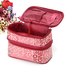 2017 Fashion Double Layer Letters Cosmetic Bag Makeup Tool Storage Bag Multifunctional Storage Package Free Shipping FA$B