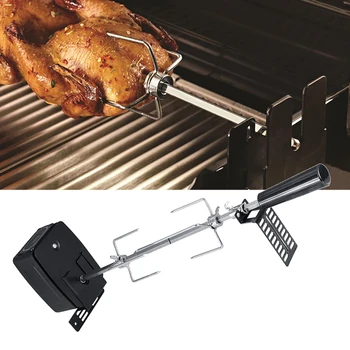 

Outdoor Cooking Electric Household Stainless Steel Easy Install Camping Spit Rod Automatic Picnic Tools BBQ Motor Set Rotisserie