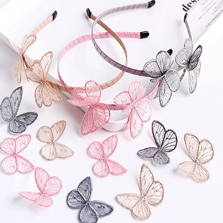 

Glass Gauze Applique Embroidery Butterfly Patches For Clothing Accessories Flower Patch Diy Hair Accessories Hair Clip Material