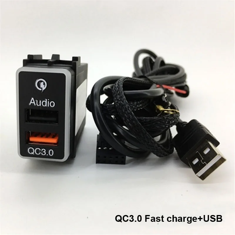 

Car USB Charger USB Connector QC 3.0 Fast Charge Voltage Display Temperature Audio Charger VOL.V TEM For Nissan Patrol