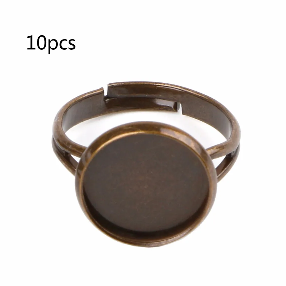10PCS DIY Ring Blanks with Bezel fit for 10 12mm Glass Cabochon Jewelry