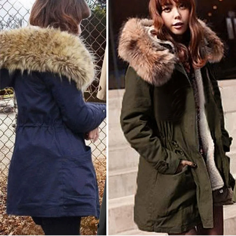 

2017 New Sale Fashion Women parka jacket Coat Elegant Pure color Fur collar jacket Keep warm Winter Women Coat